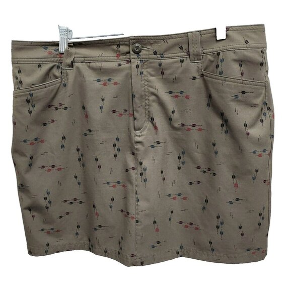 Eddie Bauer Womens Adventurer 2.0 Skort Size 14 Olive Green Arrow Print Hiking - Picture 1 of 6